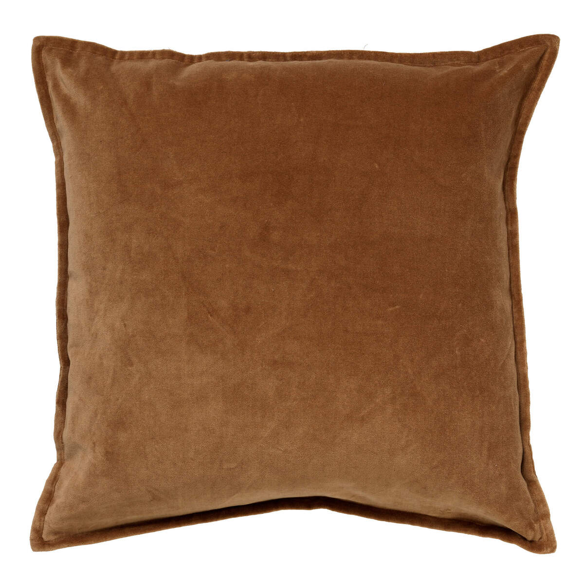 CAITH - Decorative cushion 50x50 cm - 100% cotton velour - Tobacco Brown - Brown