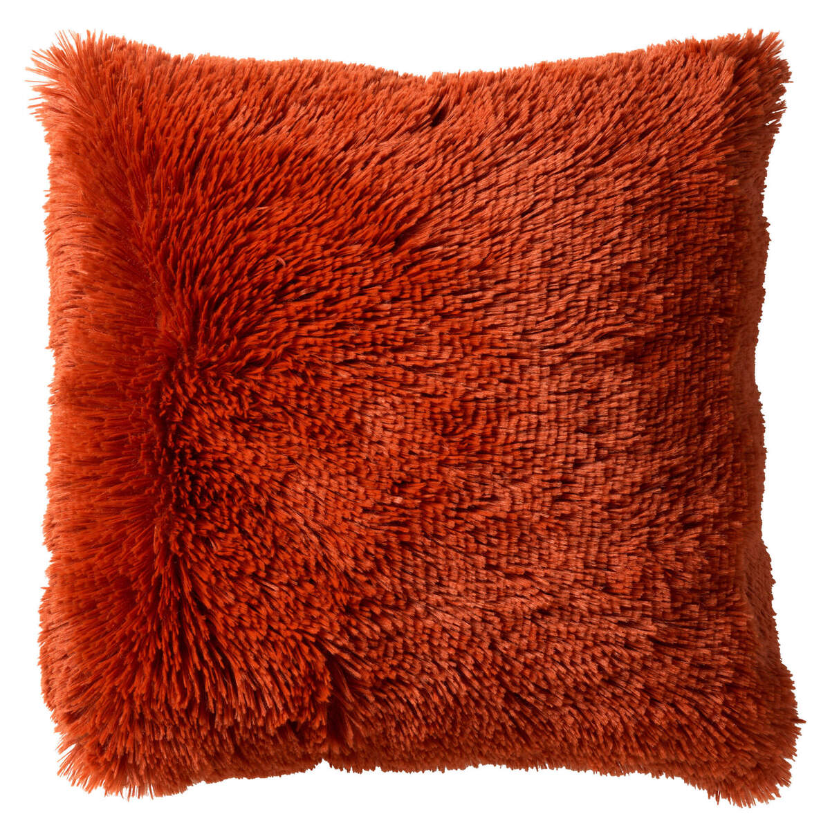 FLUFFY - Decorative cushion 45x45 cm - super soft - solid color - Potters Clay - orange terracotta