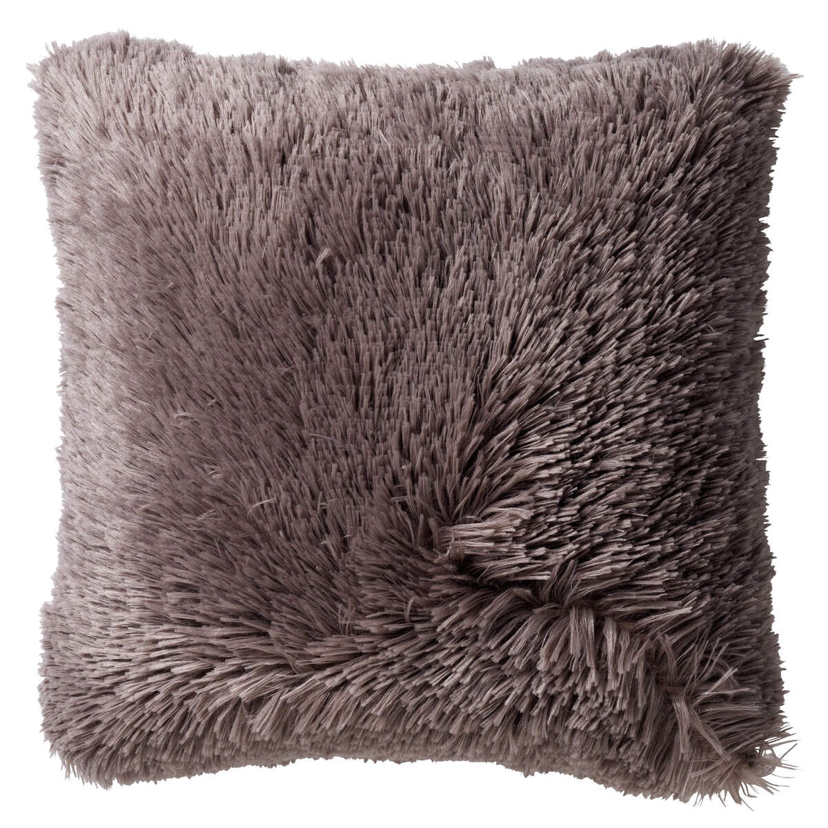 FLUFFY - Coussin décoratif 45x45 cm - ultra doux - couleur unie - Driftwood - taupe