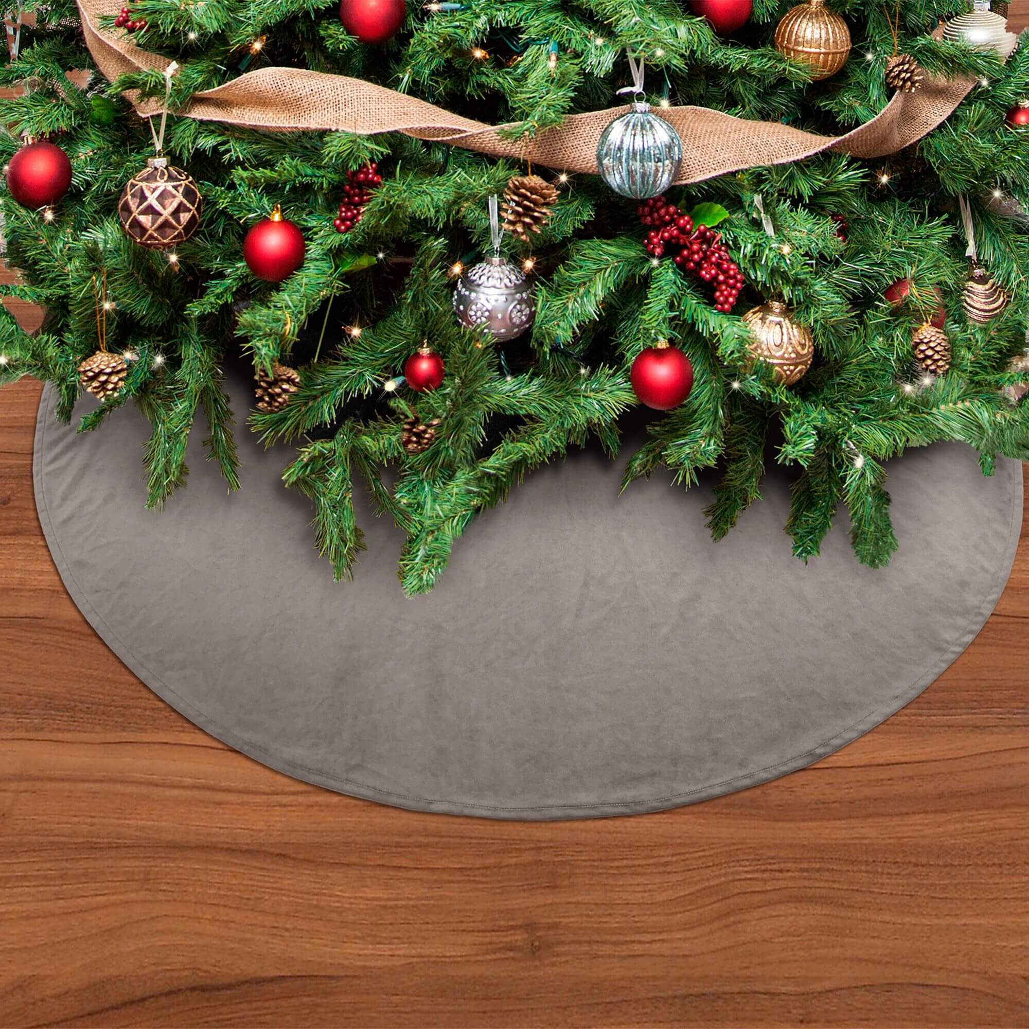 LUMI - Jupe de Sapin - Ø120 cm - velours - Driftwood - taupe