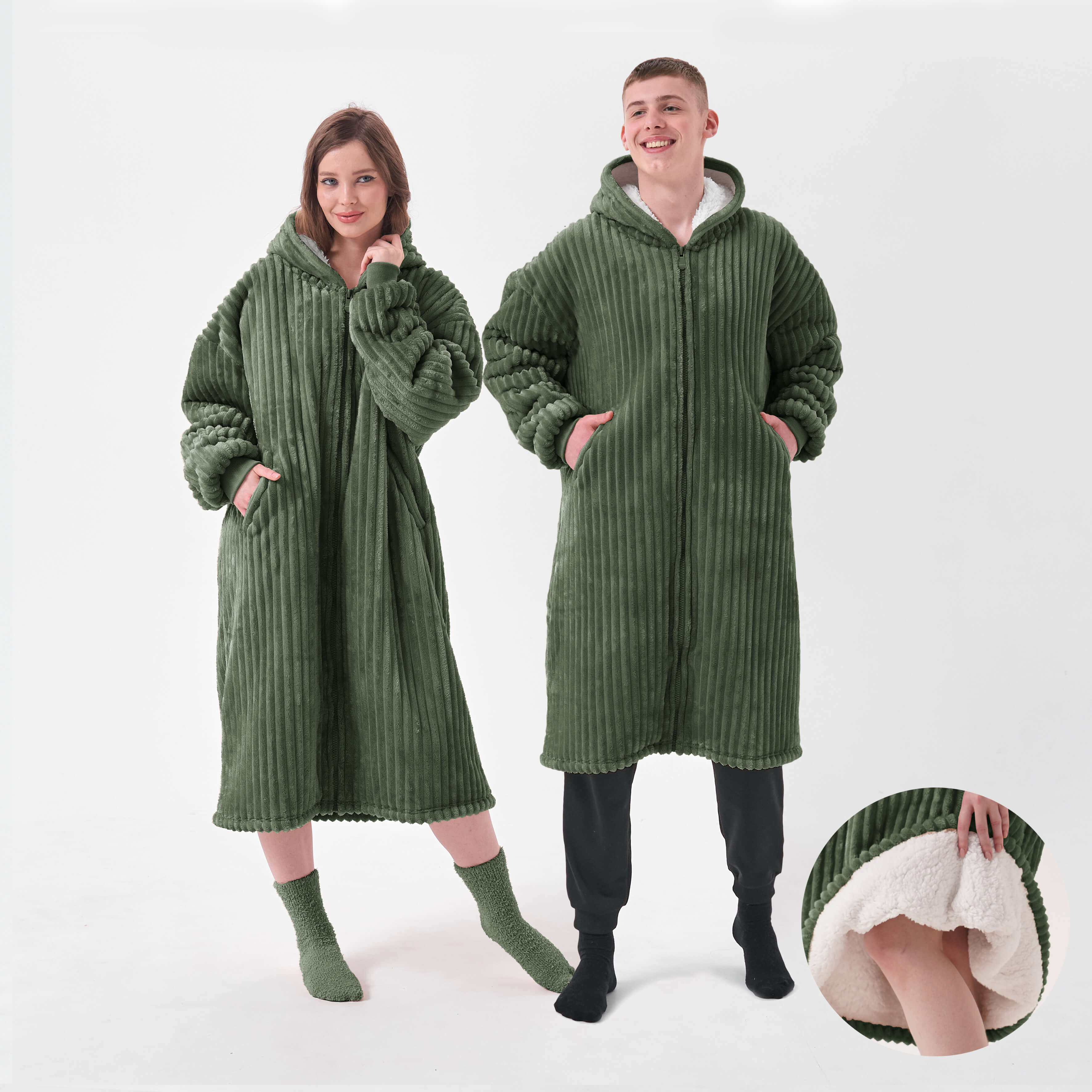 JENS - Oversized Hoodie - 70x110 cm - Hoodie & blanket in one - with zipper - unisex - Green - 1 piece