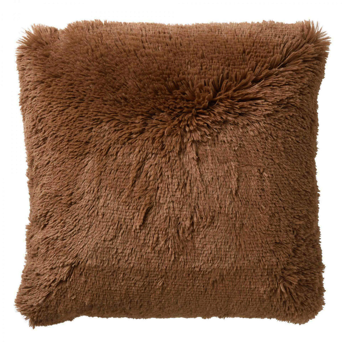 FLUFFY - Coussin décoratif 45x45 cm - ultra doux - couleur unie - Tobacco Brown - marron