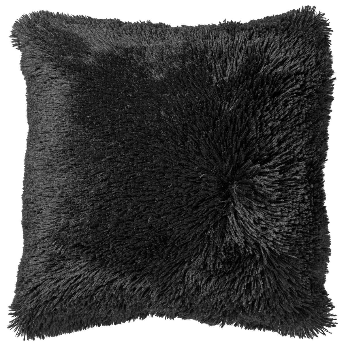 FLUFFY - Coussin décoratif 45x45 cm - ultra doux - couleur unie - Raven - noir