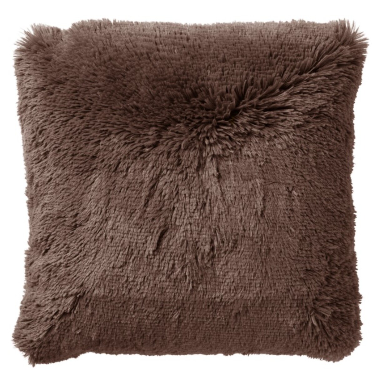 FLUFFY - Coussin décoratif 45x45 cm - ultra doux - couleur unie - Chocolate Martini - marron foncé