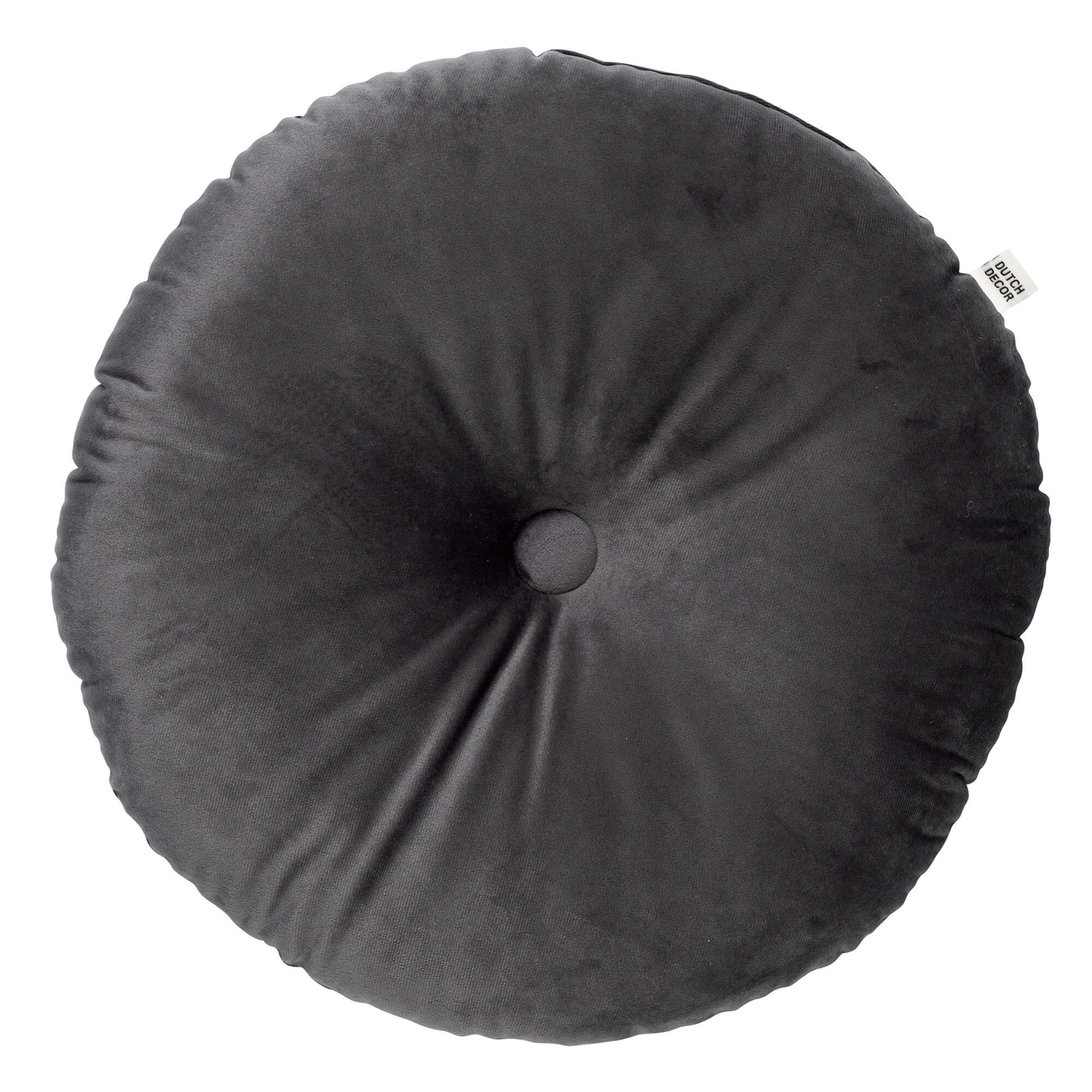 OLLY - Coussin rond en velours Charcoal Gray 40 cm 