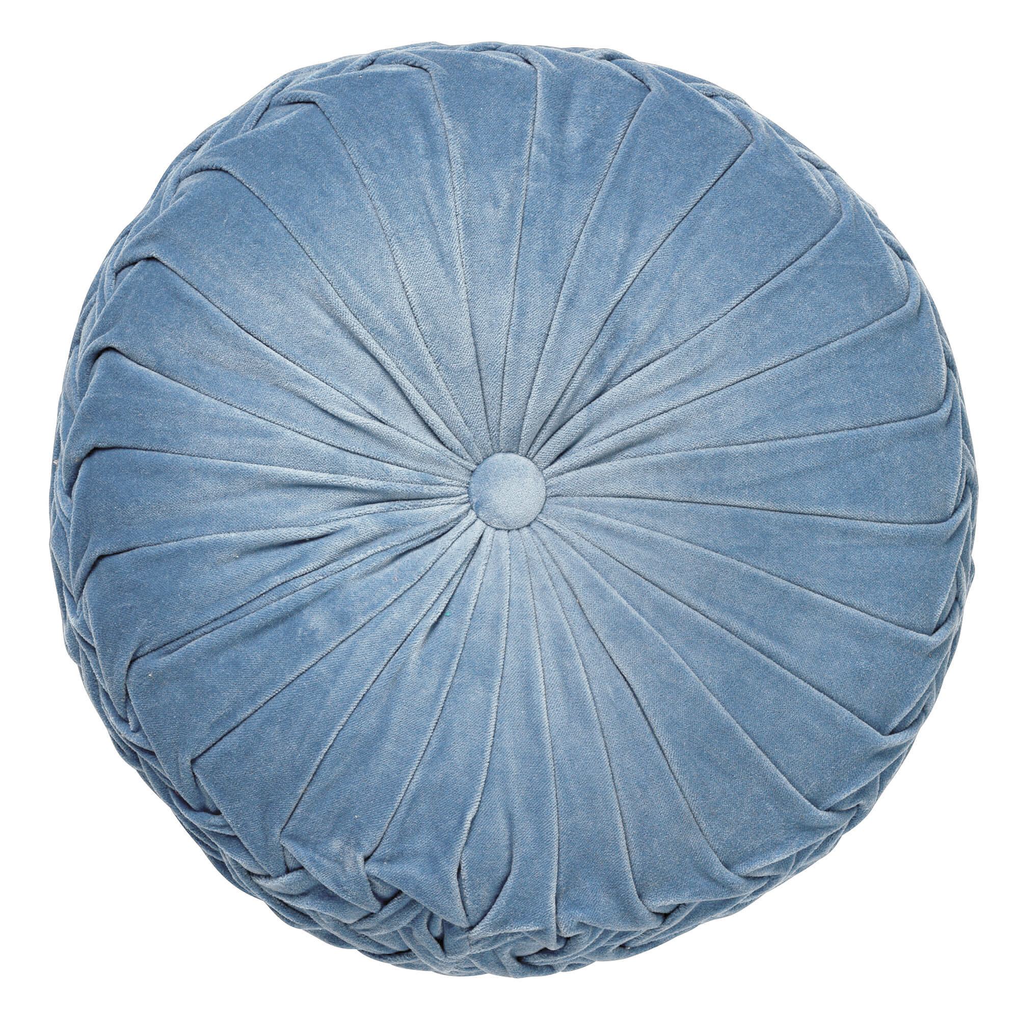 KAJA - Coussin rond en velours Provincial Blue 40 cm