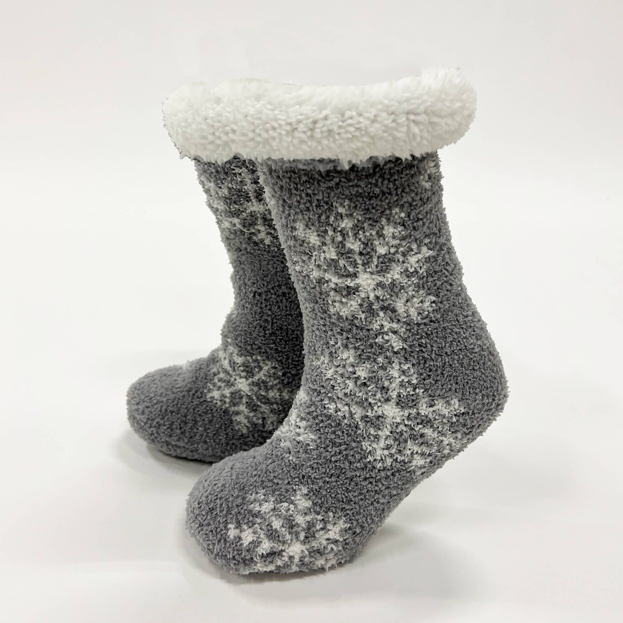 SNOWY - Chaussettes torsadées - antidérapantes - avec doublure sherpa - taille unique - Sharkskin