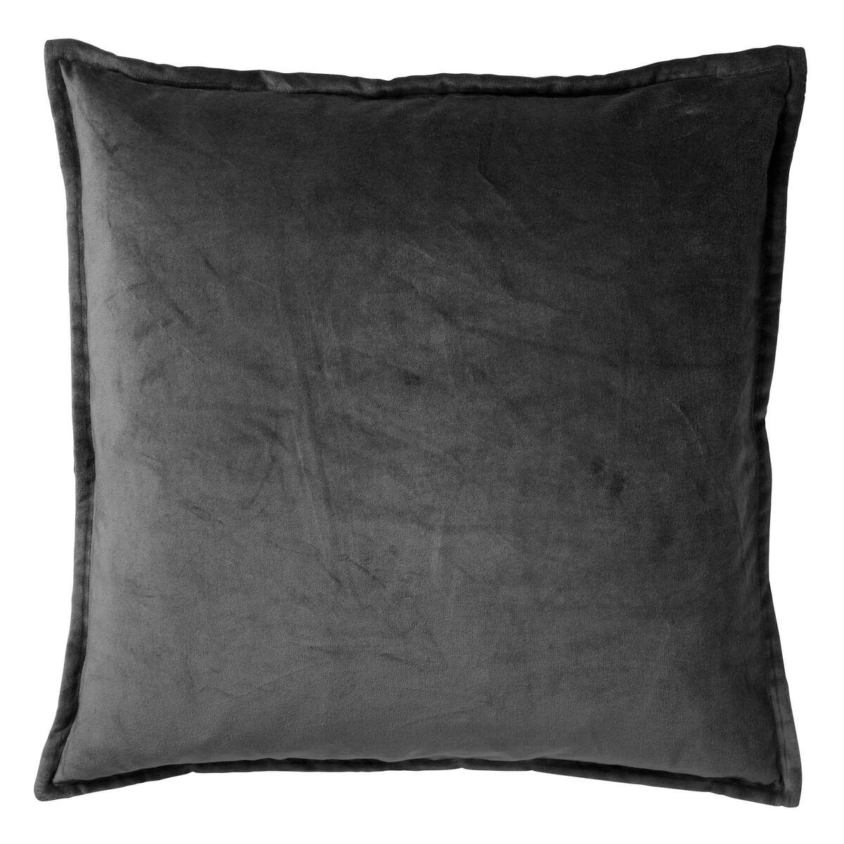 CAITH - Decorative cushion 50x50 cm - 100% cotton velour - Charcoal Gray - Anthracite