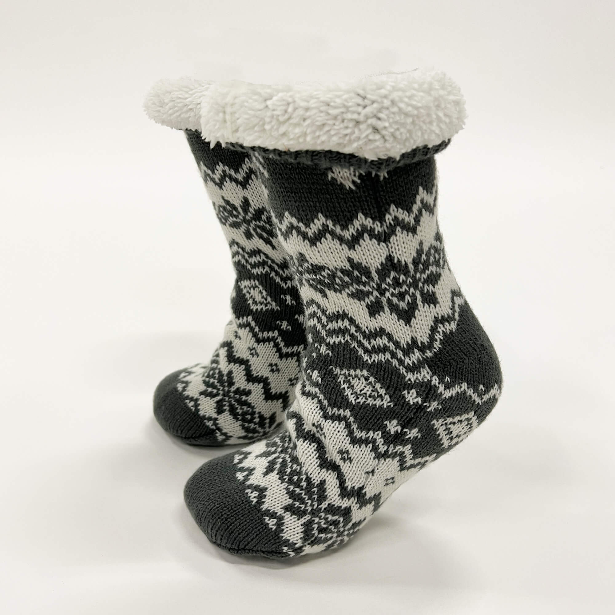 SVEN - House socks - non-slip - with sherpa lining - one size - Charcoal Gray