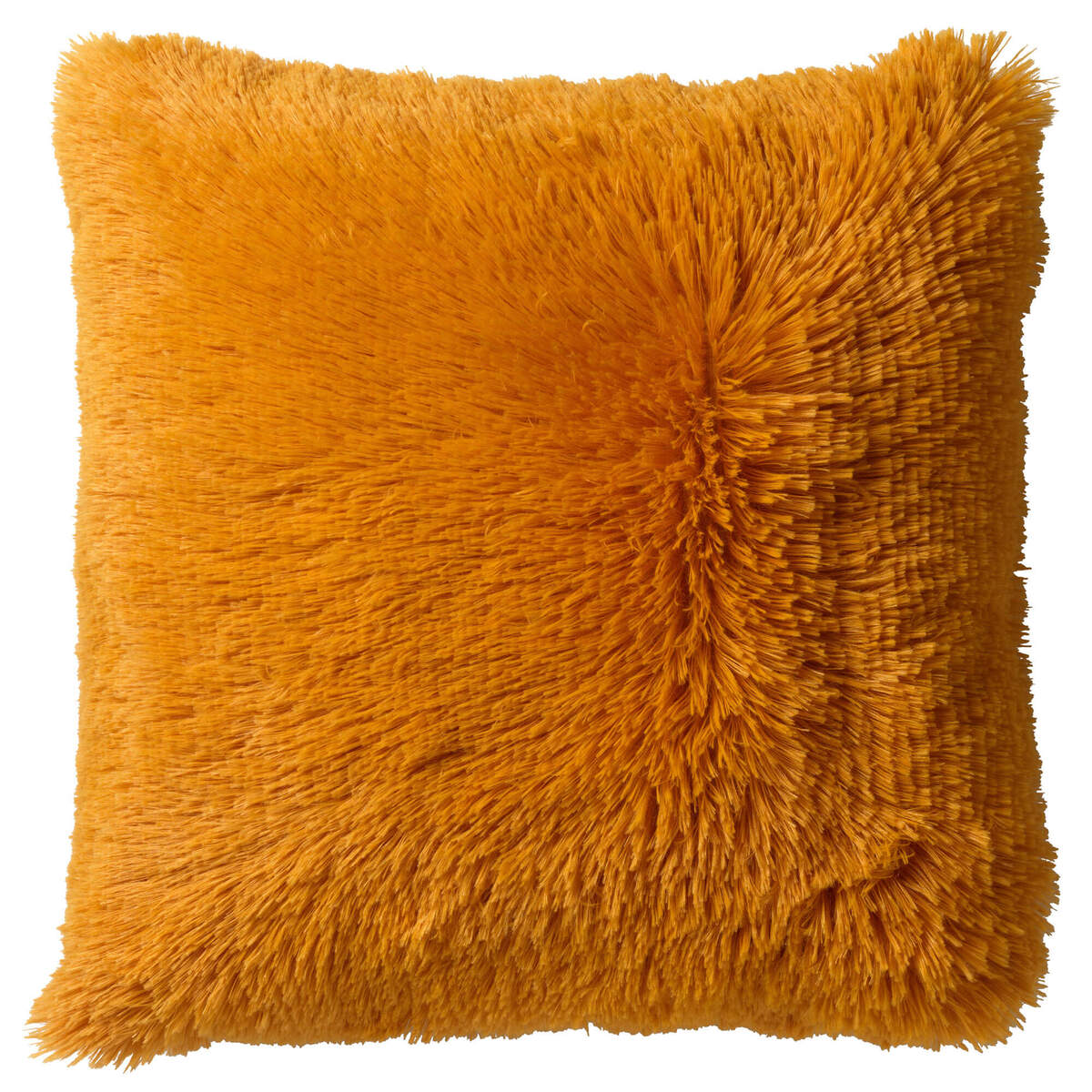 FLUFFY - Coussin décoratif 45x45 cm - ultra doux - couleur unie - Golden Glow - jaune