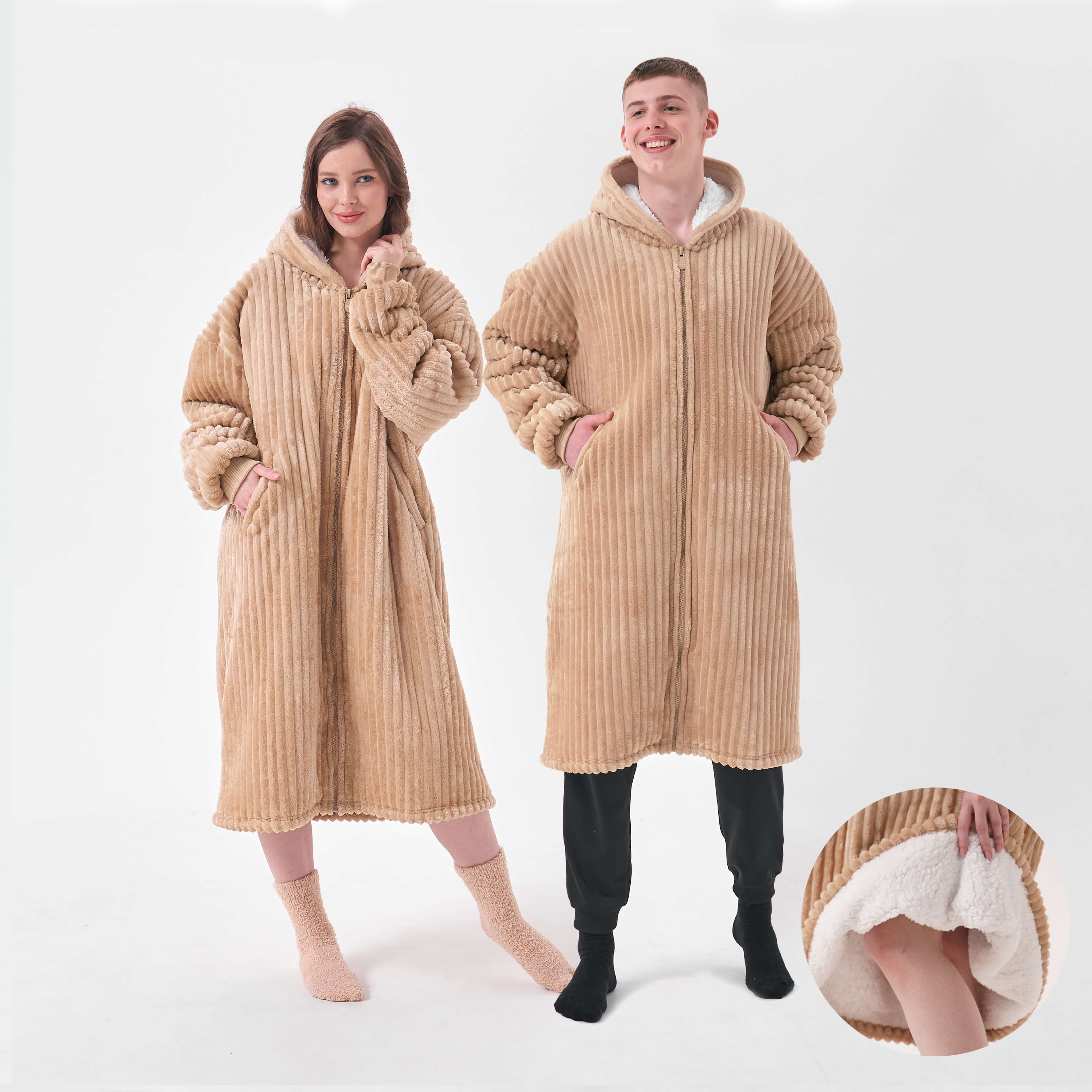 JENS - Oversized Hoodie - 70x110 cm - Hoodie & blanket in one - with zipper - unisex - Irish Cream - beige - 1 piece