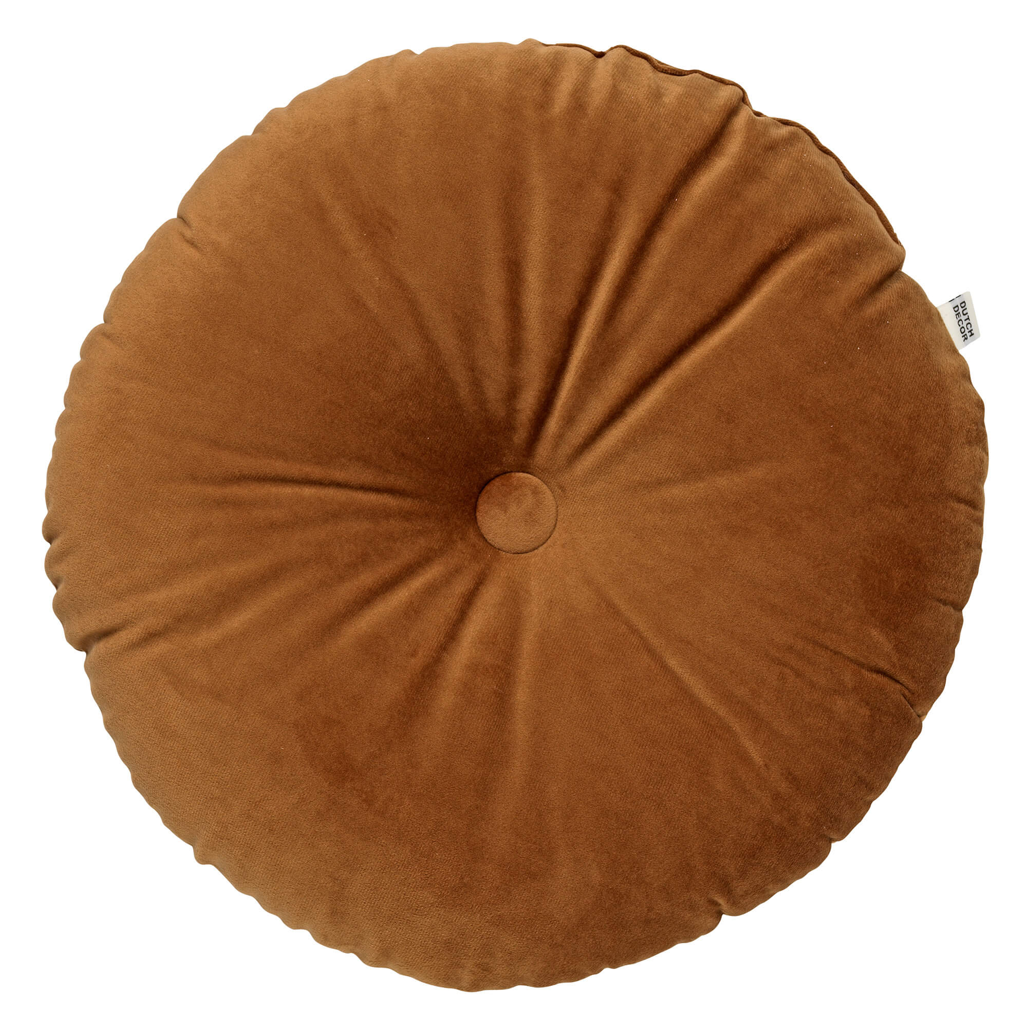 OLLY - Coussin rond en velours Tobacco Brown 40 cm 