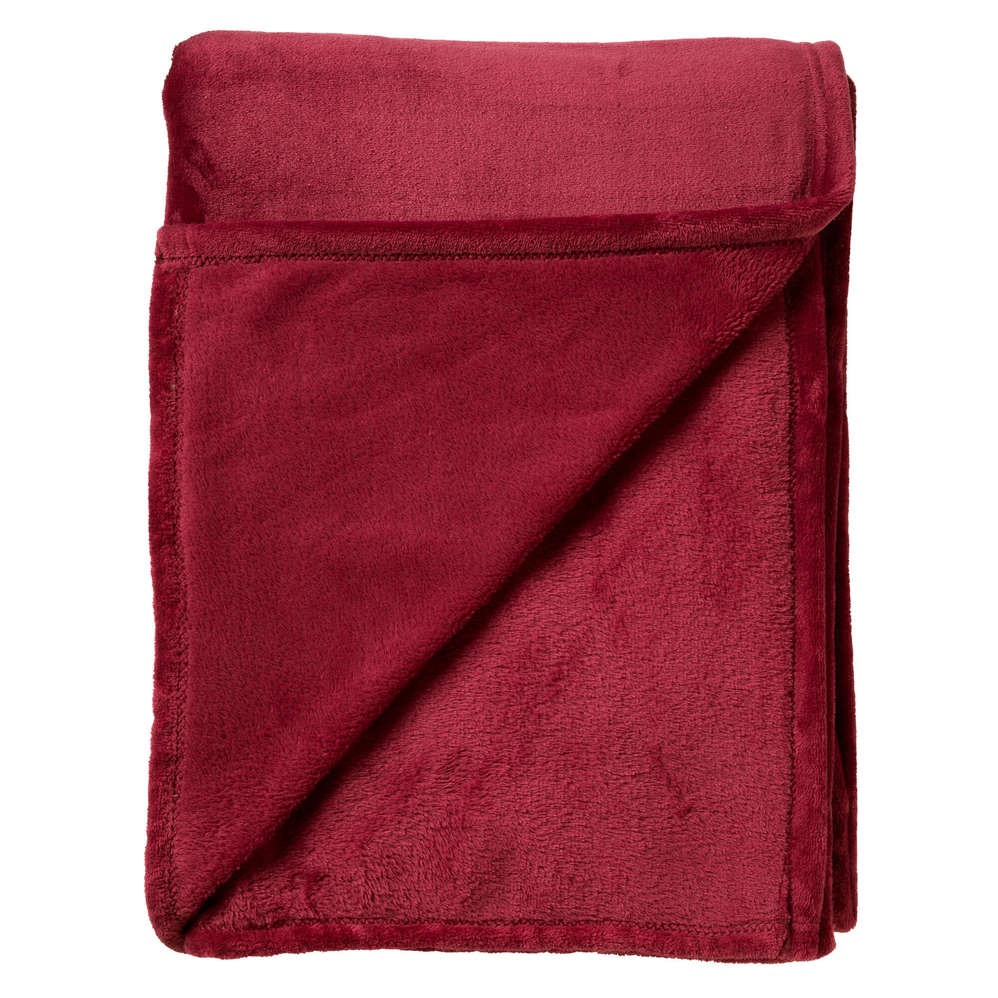 CHARLIE - Plaid 200x220 cm - extra grote fleece deken - effen kleur - Merlot - rood bordeaux 