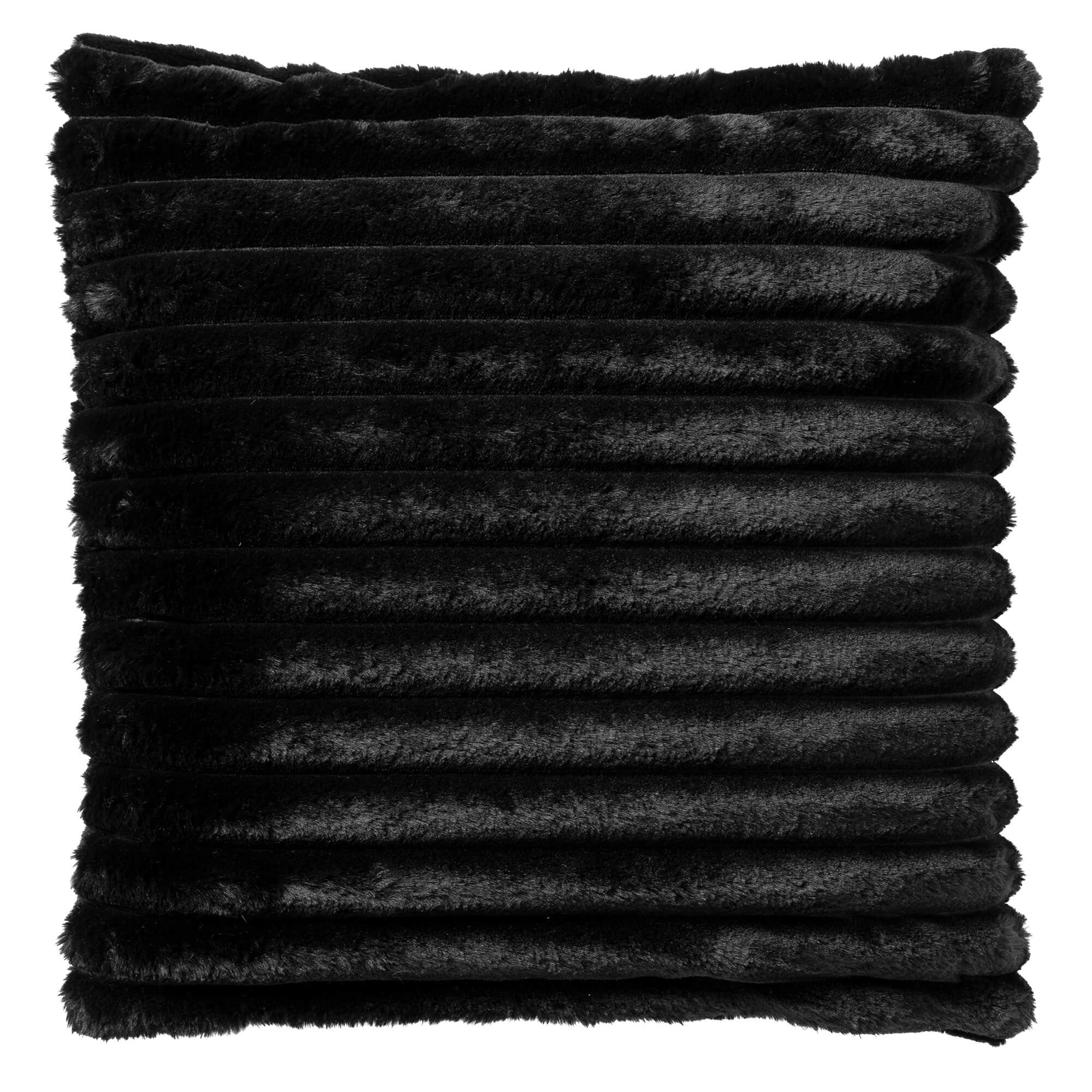 HAZEL - Kussenhoes 50x50 cm - effen kleur - strepen - heerlijk zacht - Raven - zwart