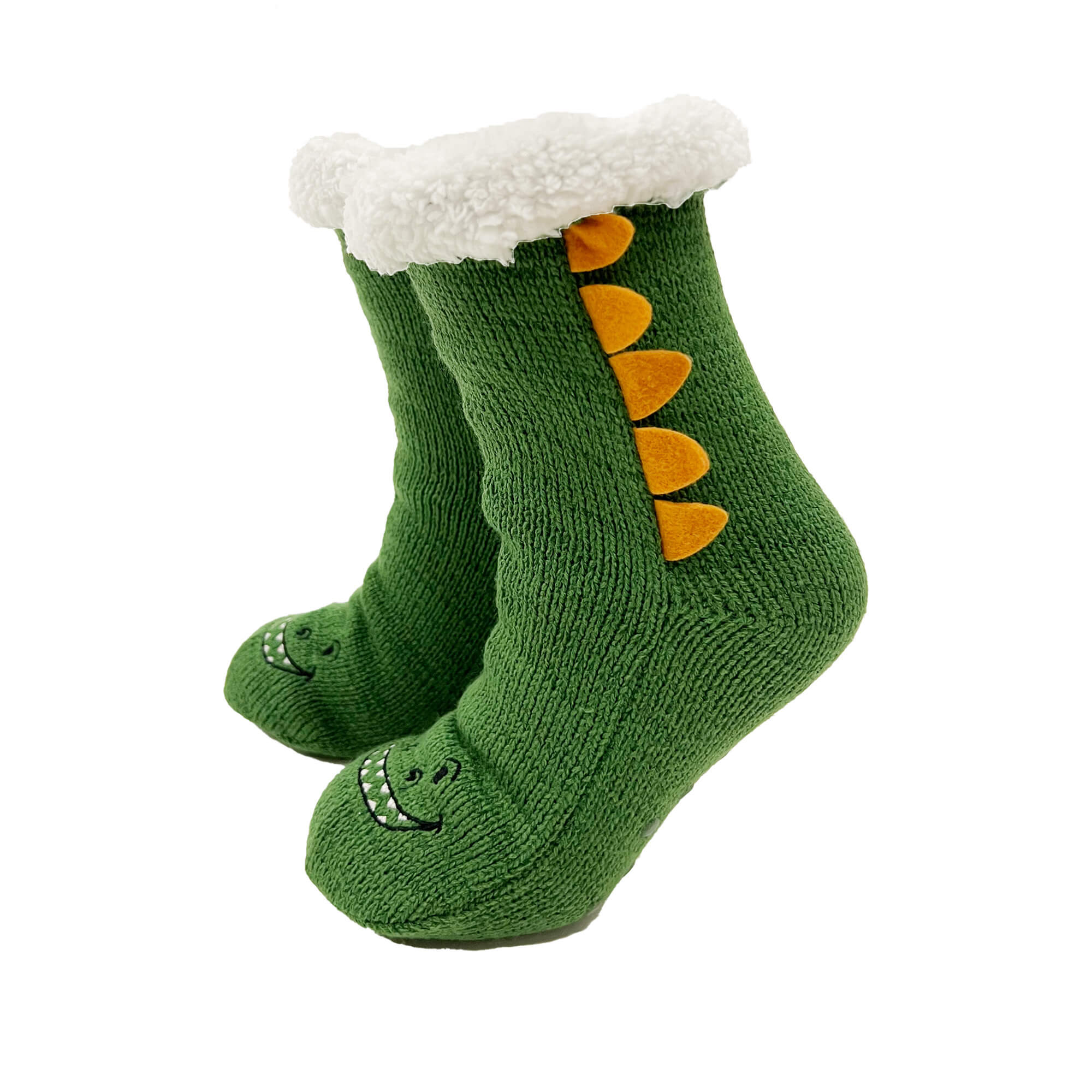 DINO - House socks size 31/34 - non-slip - with sherpa lining - English Ivy